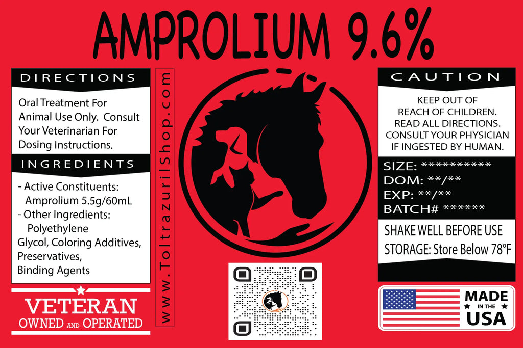 Amprolium 9.6% | Toltrazuril Shop | Bottle Label