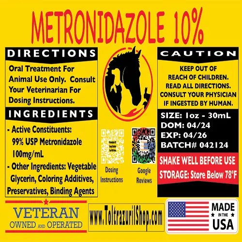 Metronidazole 10% Solution Label
